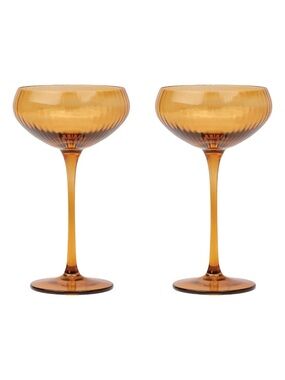 NIB Set of 2 Coupe Glasses in Amber